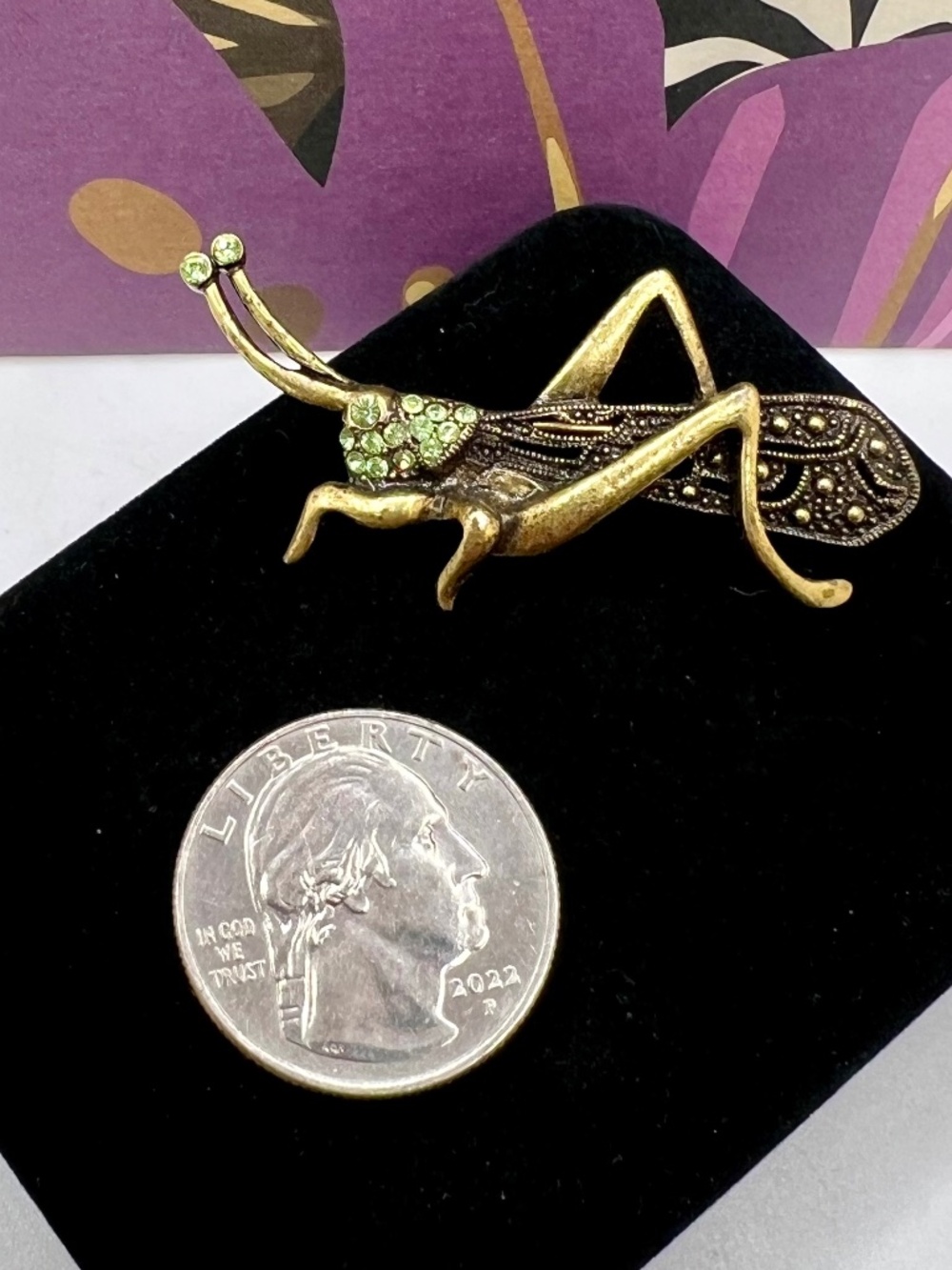 SALE 3/$20** 1928 Brand Grasshopper Brooch - Picture 3 of 4